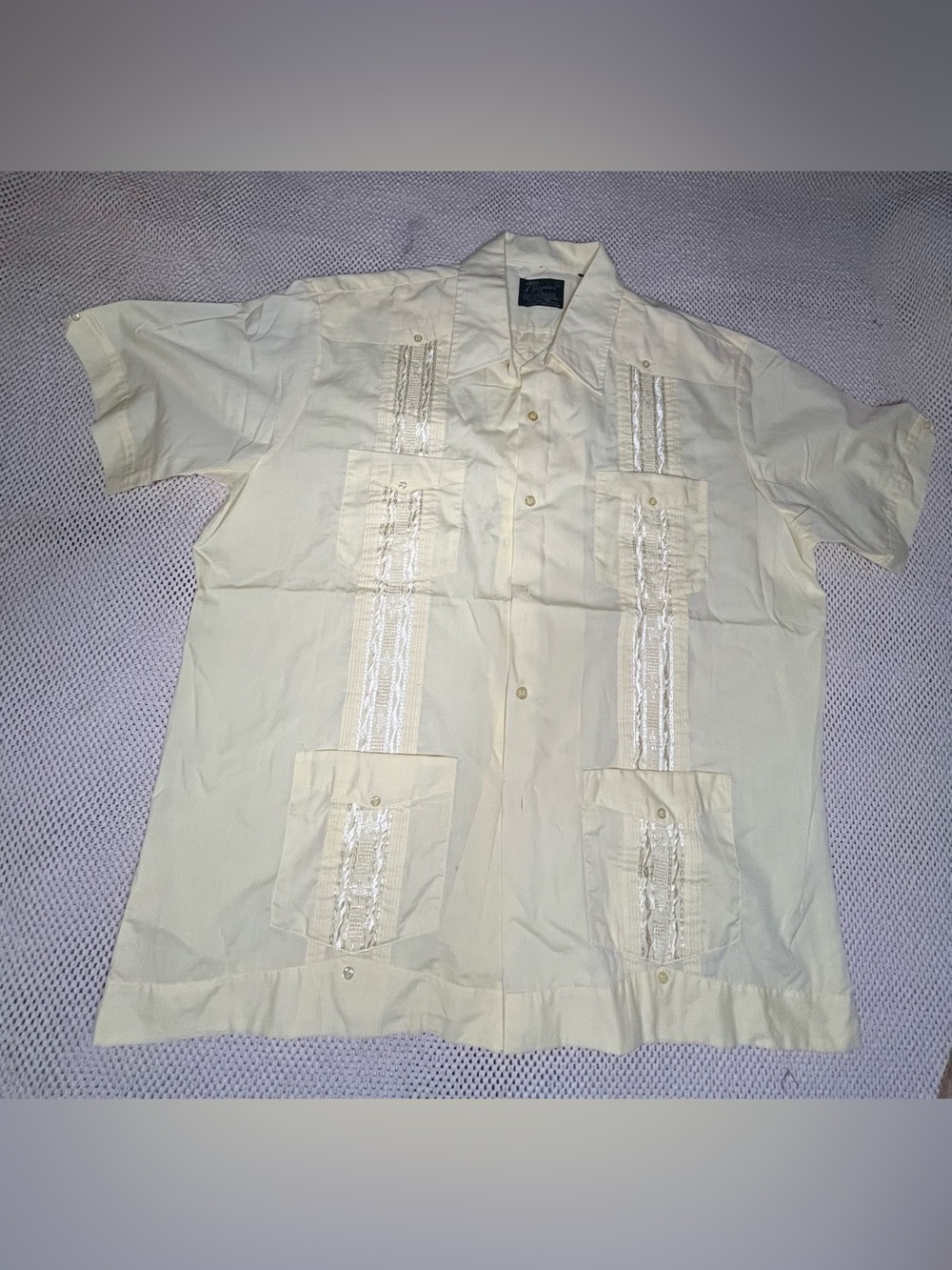 Haband of Paterson Mens XL
Guayabera Shirt Yellow
Embroidered Short Sleeve Cuban